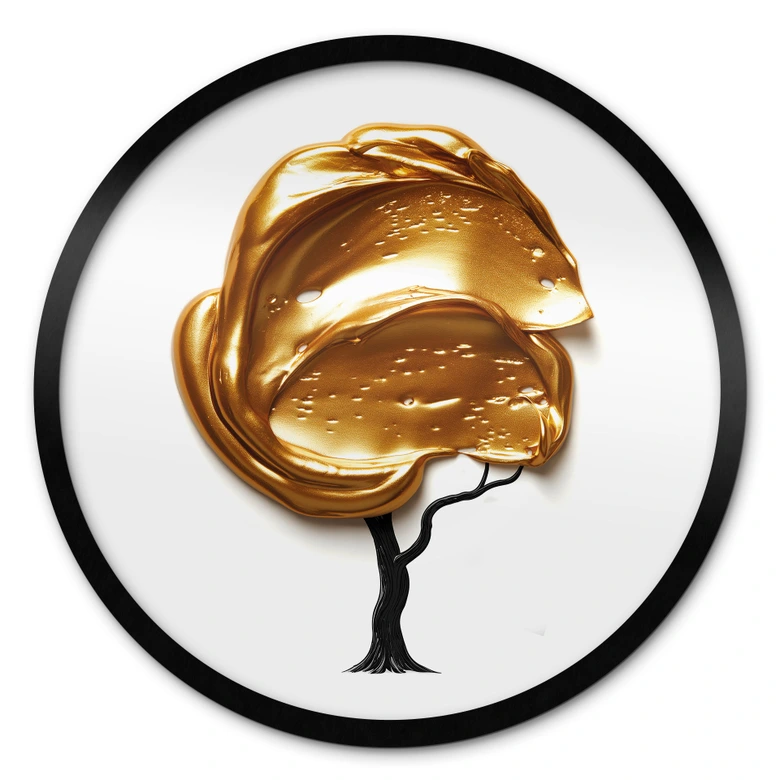 Póster árbol con corona dorada 3D - Mielu - Redondo 