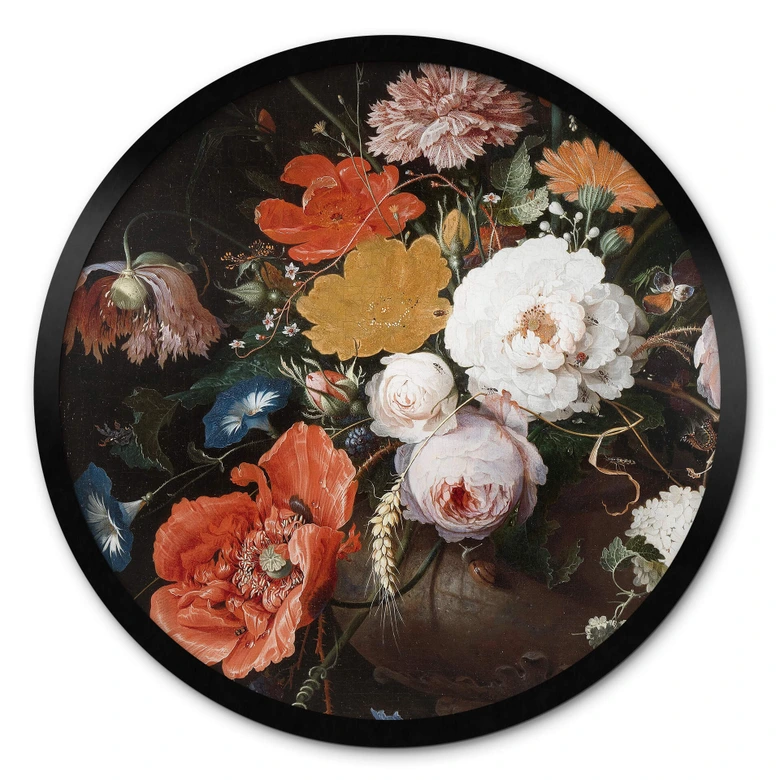 Poster Mignon - Stillleben mit Blumen und einer Uhr 