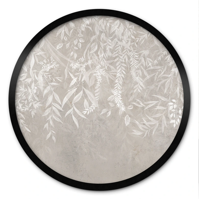 Poster Elegante Weidenzweige in Beige - Ms Tiff - Rund 