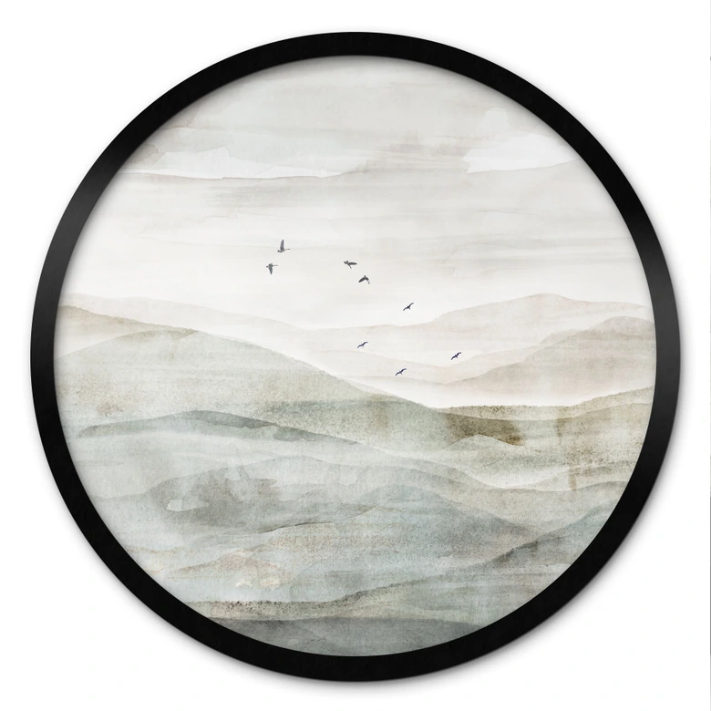 Poster Neblige Berglandschaft Aquarell - Ms Tiff - Rund 