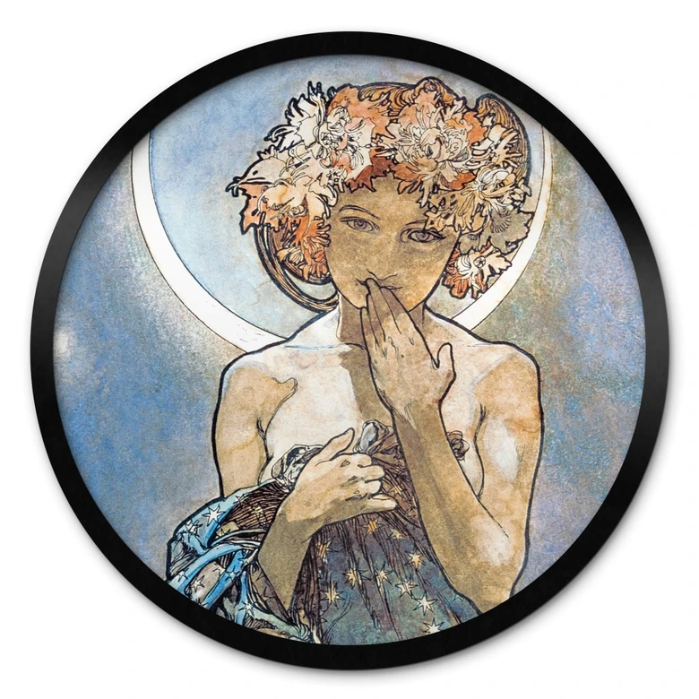 Poster Mucha - Sterne: Der Mond - Rund 