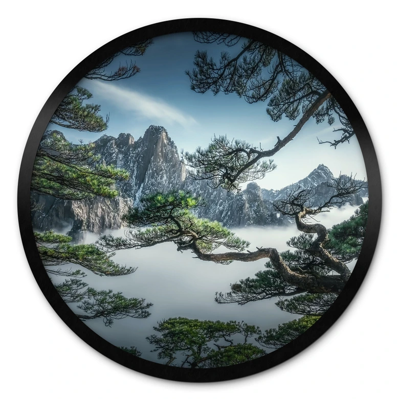 Poster dennenbos in het Huang Shan gebergte - NingYun Ye - Rond 