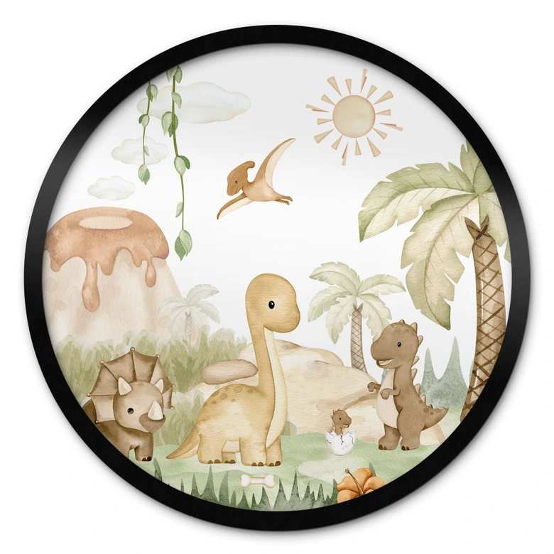 Kinderposter Kleine Dinos auf großer Entdeckungsreise - Oliver Robins - Rund 