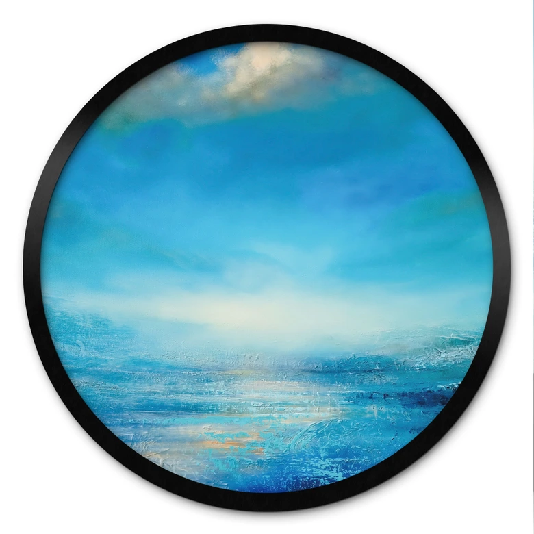 Poster Eindeloze uitgestrektheid in blauw - Schmucker - Rond 