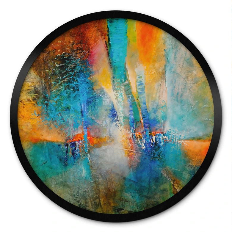 Poster Urbanes Licht in Blau und Orange - Schmucker - Rund 