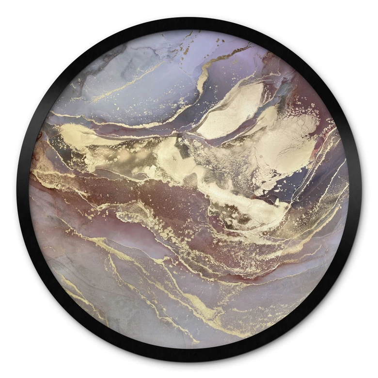 Poster Edle Strukturen in Gold und Violett - Shelest - Rund 