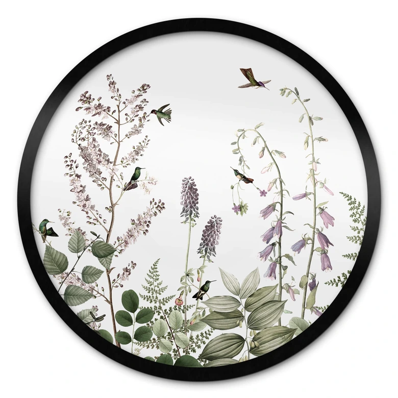 Poster Sir Edward - Kolibris im Garten - Rund 