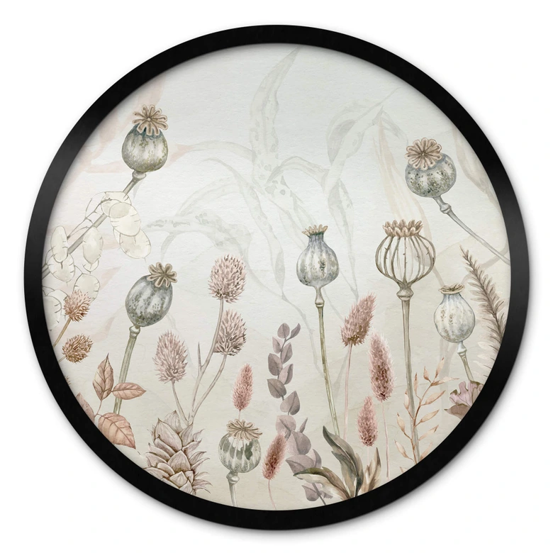 Plakat Sir Edward - Suszone Kwiaty Biały - Okrągły 