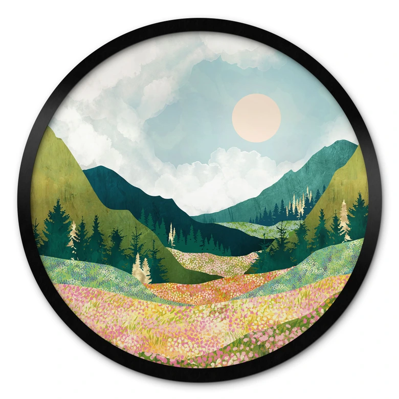 Poster Farbenfrohe Frühlingswiese - SpaceFrog Designs - Rund 