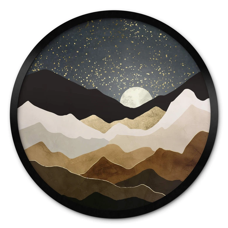 Poster SpaceFrog Designs - Goldene Sterne - Rund 