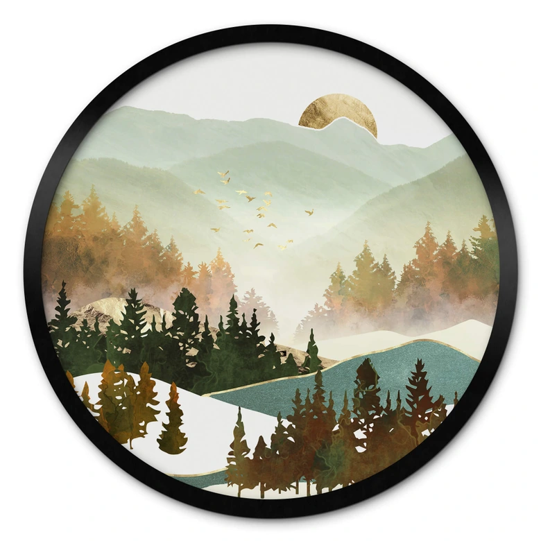 Plakat SpaceFrog Designs - Jesienny poranek - okrągły 