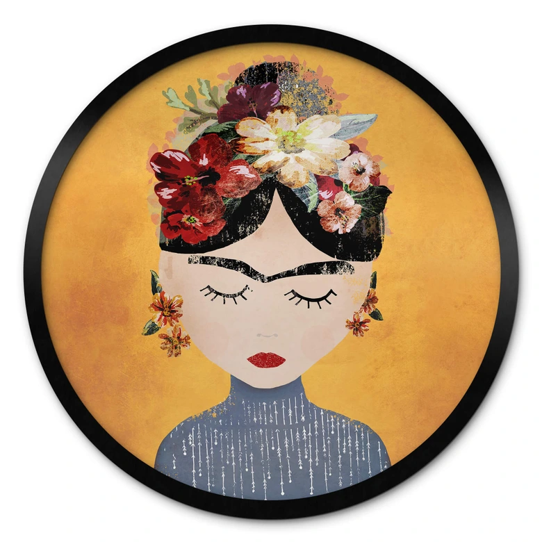 Poster Treechild - Blumige Frida - Rund 