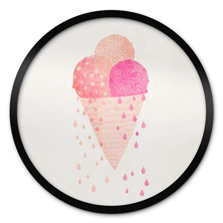 Póster Treechild - Tres bolas de helado en verano - Redondo 