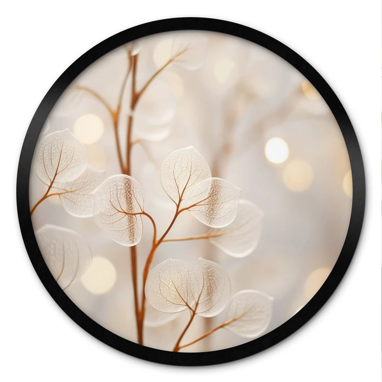 Poster Filigrane Blätter Beige - Treechild - Rund 