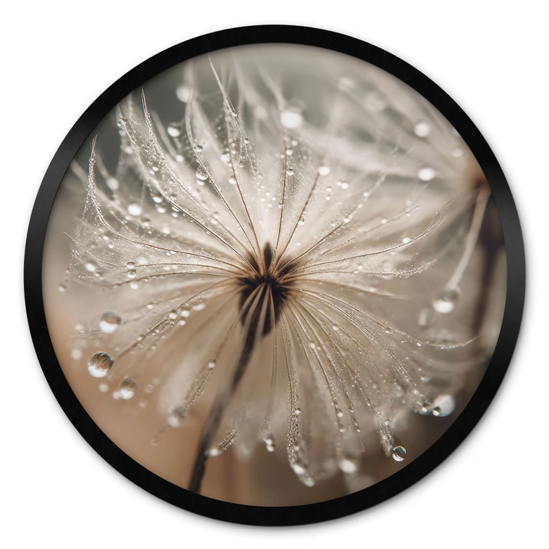 Poster Pusteblume in Morgentau - Treechild - Rund 