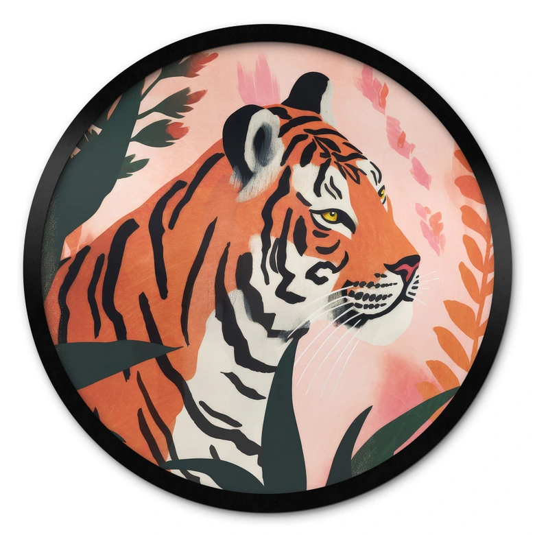 Poster Tiger i den rosa djungeln - Treechild - Round 