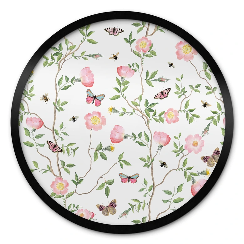 Poster Rosa Christrosen im Frühling - UN Designs - Rund 