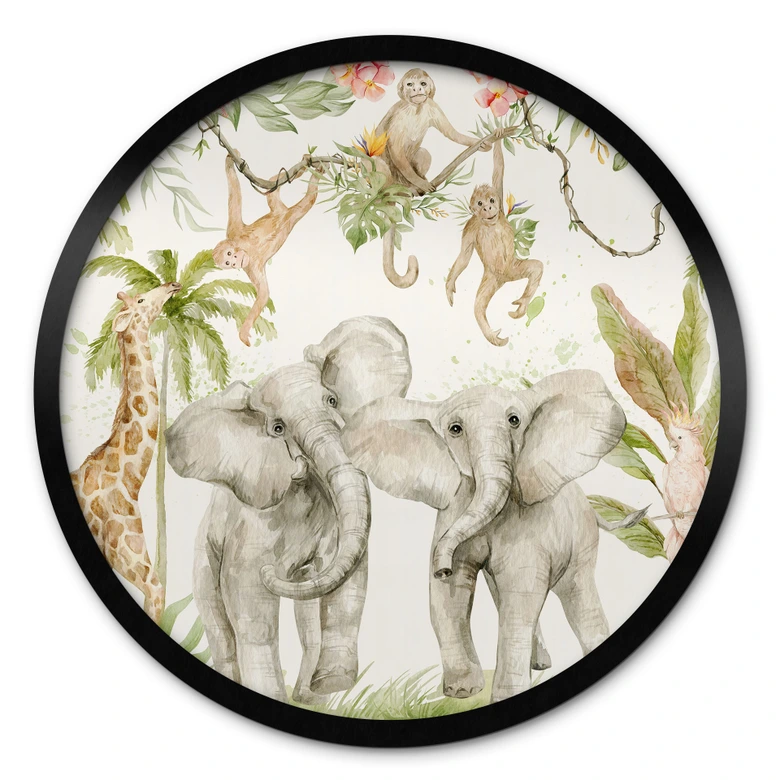 Poster Tiere im tropischen Dschungel - UN Designs - Rund 