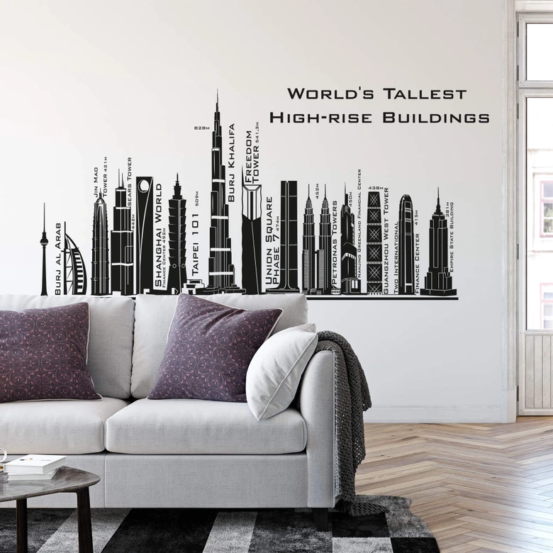 Wandtattoo Tallest Skyscrapers Skyline 