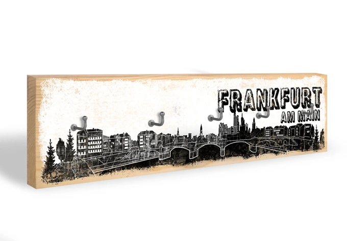 Sleutelborden Sleutelbord Frankfurt Skyline + 5 Haken 