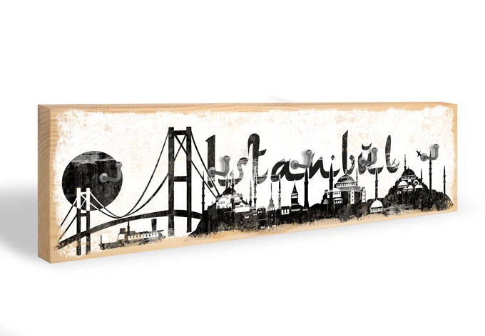 Key Holder - Istanbul Skyline + 5 Hooks 