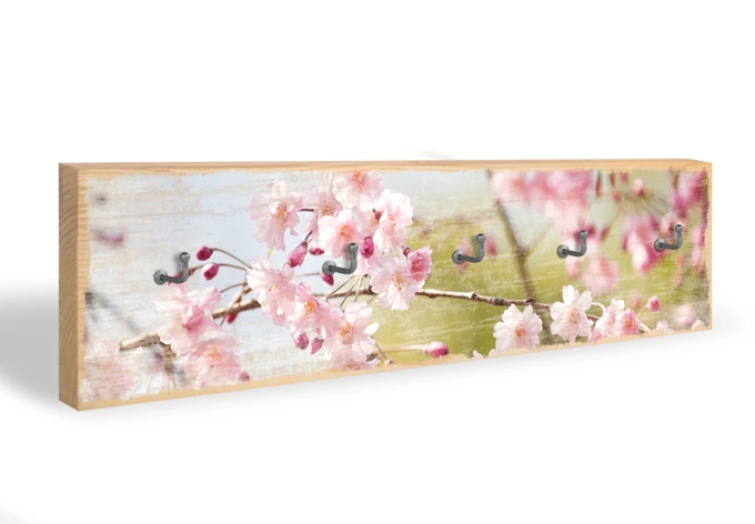 Key Holder - Cherry Blossoms + 5 Hooks 