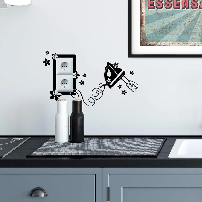 Wandtattoo Blüten Mixer senkrecht 