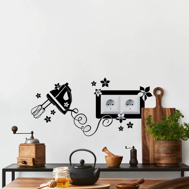 Wandtattoo Blüten Mixer waagerecht 