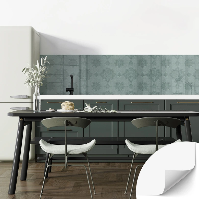 Self-adhesive kitchen splashback Mandala pattern Marrakech green - Bloomery Decor 