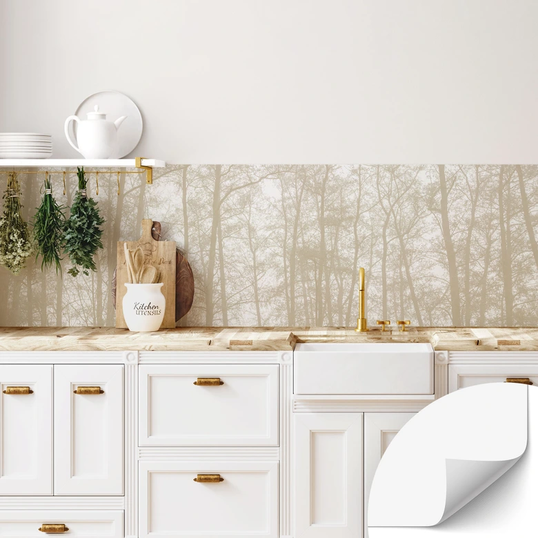 Selbstklebende Küchenrückwand mit Natur-Motiv - Stiller Winterwald - Böhmer 