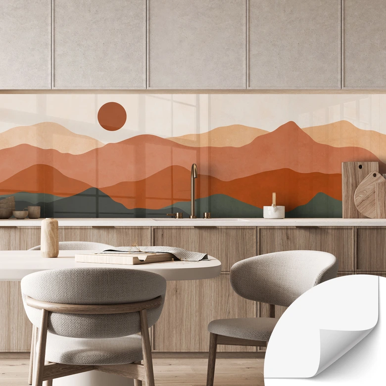 Self-adhesive kitchen splashback Gentle hills in the evening sun - Costa 