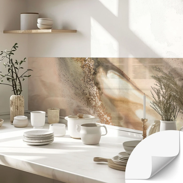 Self-adhesive kitchen splashback Colors of the earth: Flowing composition - Meikle 
