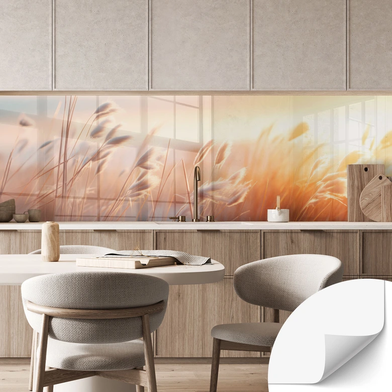 Self-adhesive kitchen splashback Dune grass in the evening sun - Treechild 