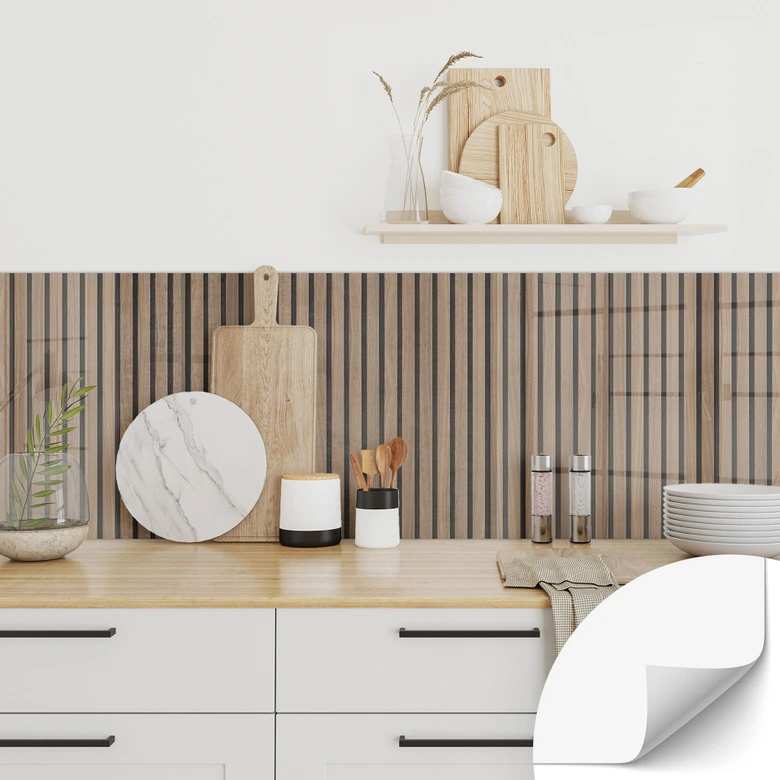 Salpicadero de cocina autoadhesivo paneles de pared aspecto madera 