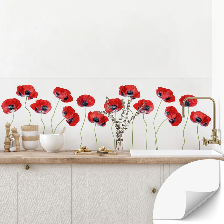 Selbstklebende Küchenrückwand Disher - Mohnblumen 