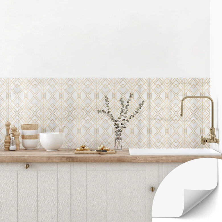 Selbstklebende Küchenrückwand Fredriksson - Goldene Geometrie 