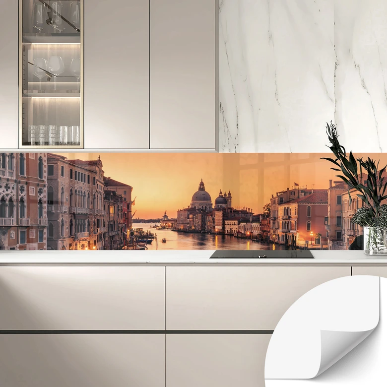 Salpicadero de cocina autoadhesivo Puesta de sol en Venecia - Zhang 