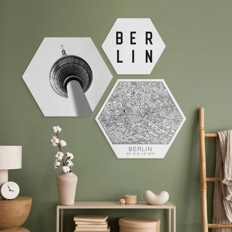 Hexagon - Alu-Dibond - Typisch Berlin (3-teilig) 