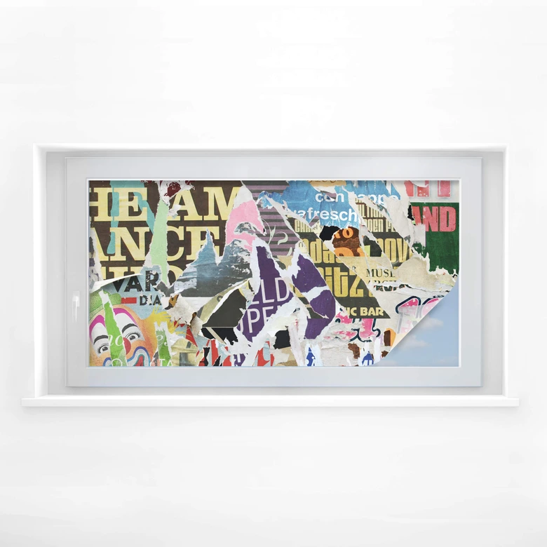 Sichtschutzfolie Abgerissene Poster 2 - Panorama 