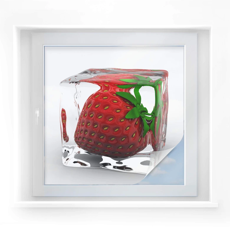 Sichtschutzfolie Erdbeereiswürfel - quadratisch 