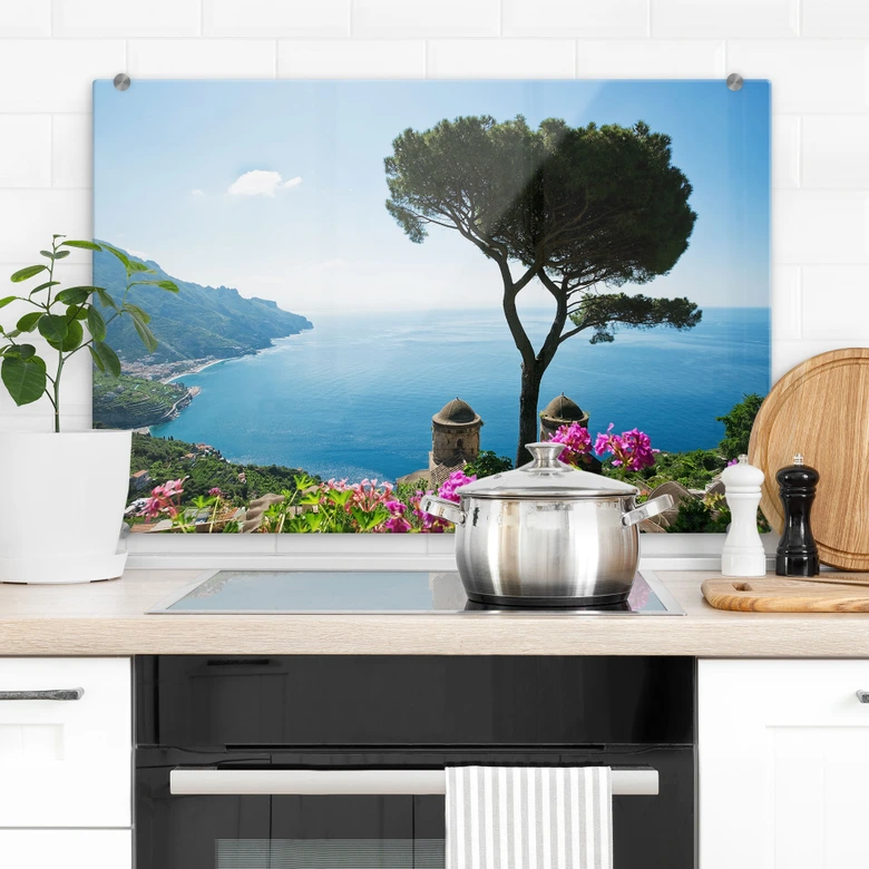 Spritzschutz Blick auf die Amalfiküste 