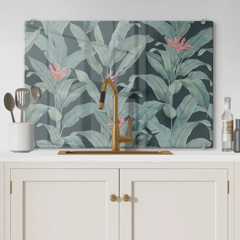 Spritzschutz Urban Jungle Tropenblätter Grün - Bloomery Decor 
