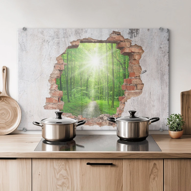 Spritzschutz 3D Optik - Sunny Forest 