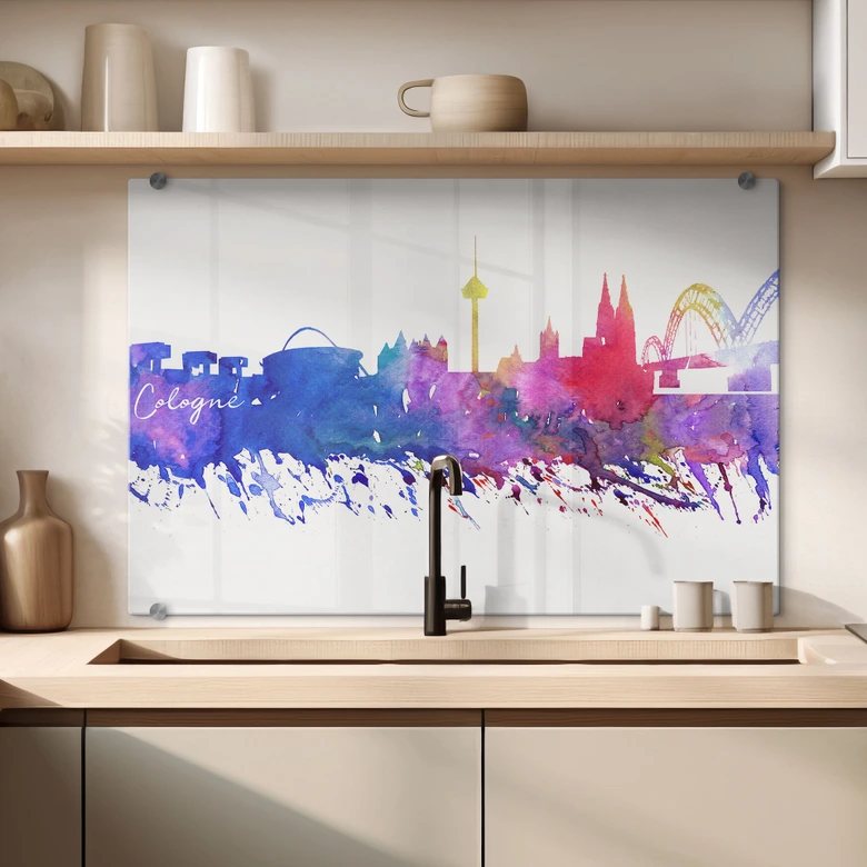 Spritzschutz Bleichner - Köln Aquarell Skyline 