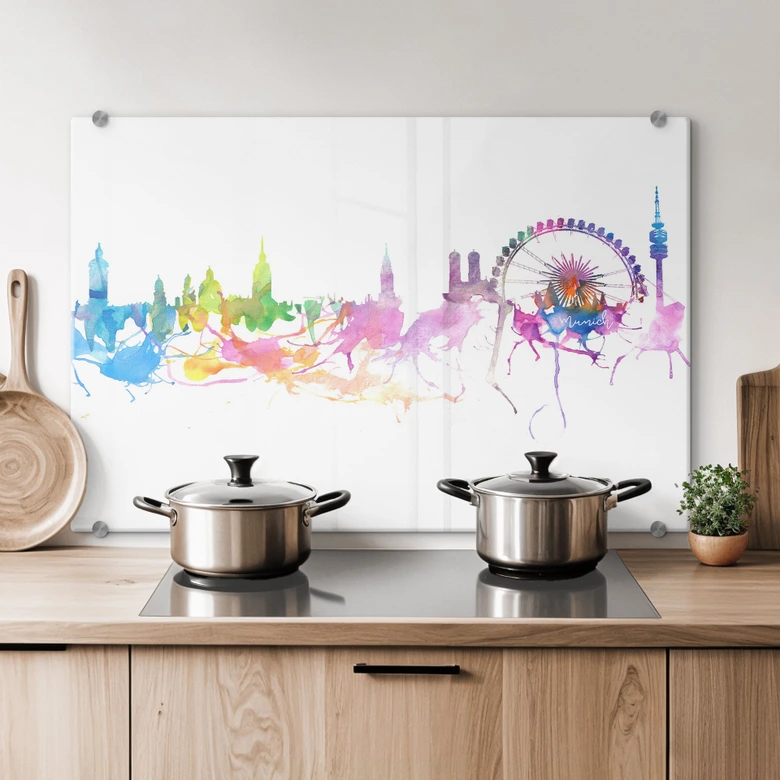 Stænkplade - Bleichner - München Akvarel Skyline 