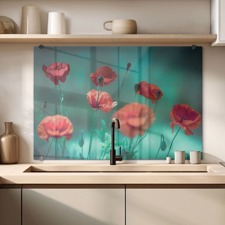 Spritzschutz Delgado - Mohn Aquamarin 