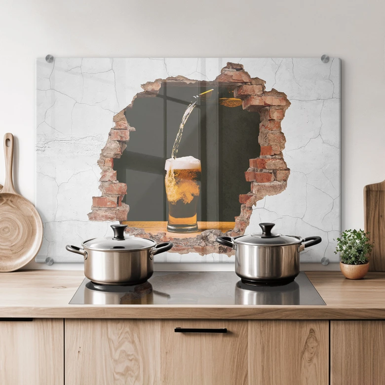 Crédence aspect 3D - Bière fraîche 