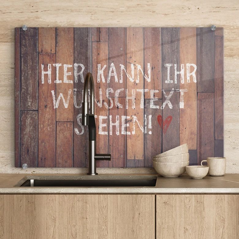 Spritzschutz Used Wood + Wunschtext 