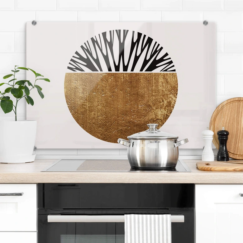 Stænkplade - Kubistika - Livets træ - guld 