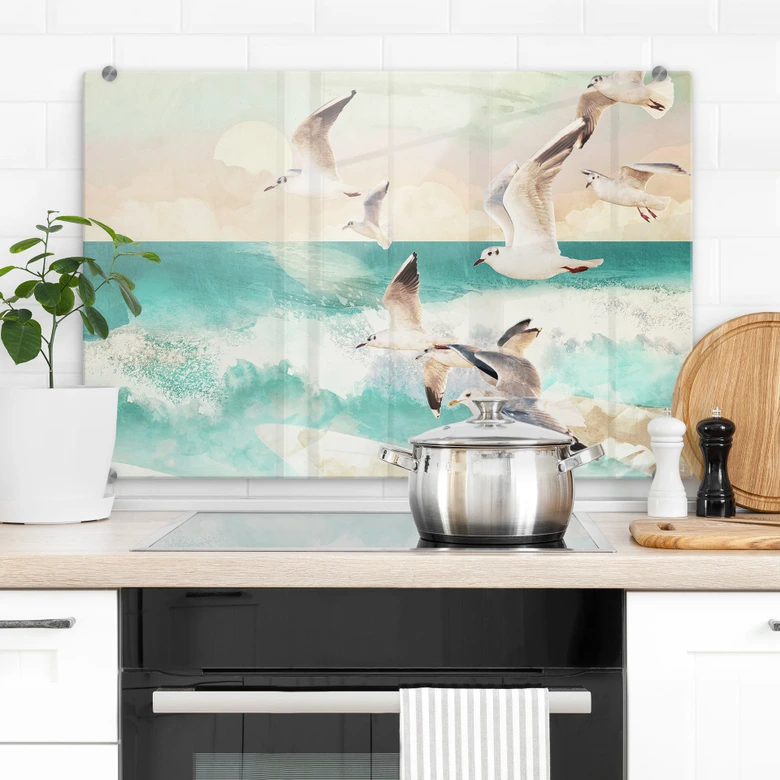 Spatscherm Zeemeeuwen op het strand - SpaceFrog Designs 